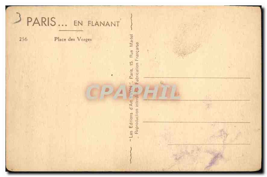 CPA Paris en flanant Place des Vosges  — Rückseite
