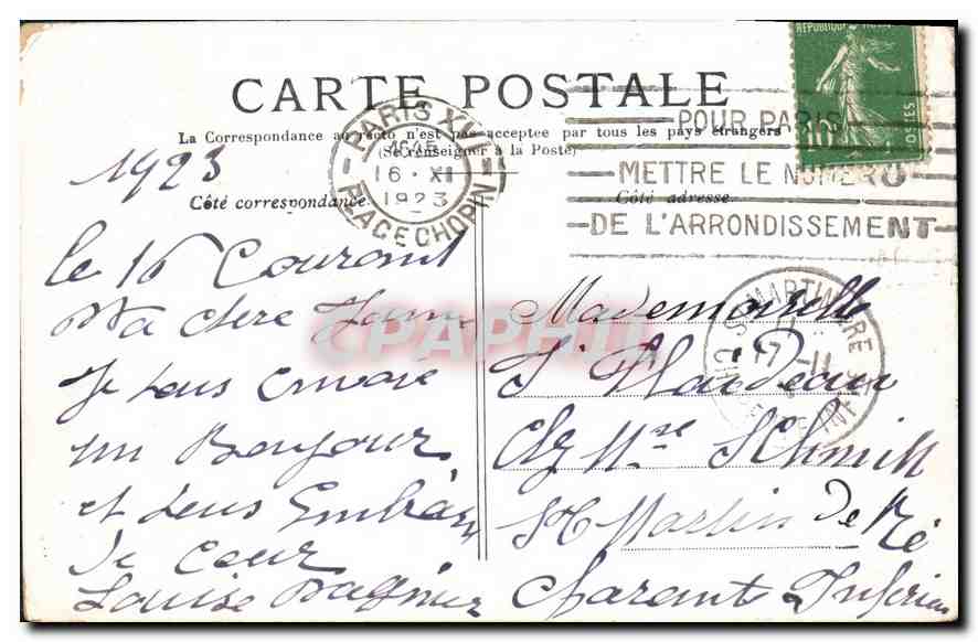 CPA Paris La Madeleine  — Rückseite