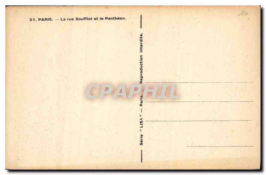 CPA Paris La rue Soufflot et le Pantheon  — Rückseite