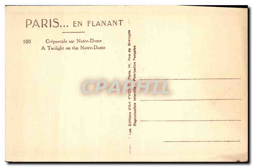 CPA Paris en flanant Crepuscule sur Notre Dame  — Verso