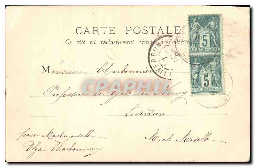 CPA Paris Cascade du Bois de Boulogne Carte 1899 — Rückseite