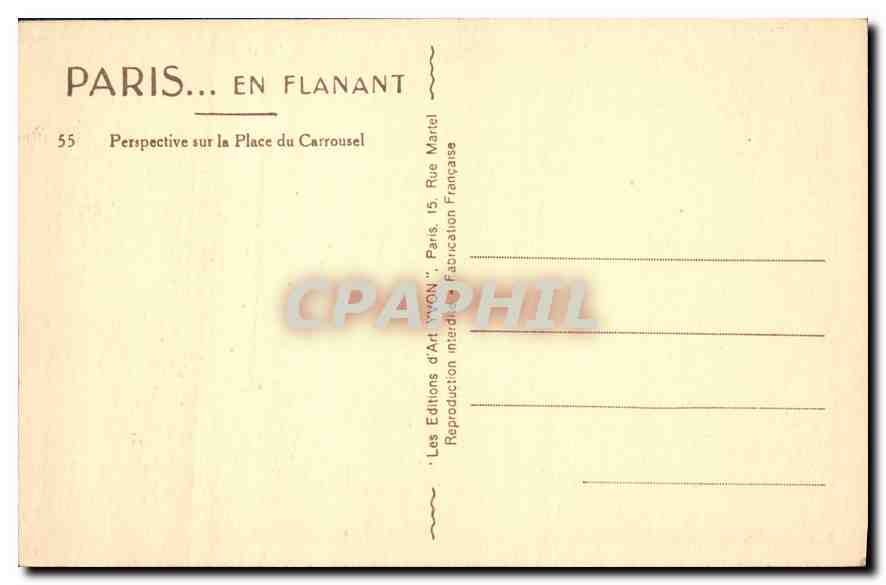 CPA Paris en flanant Perspective sur la Place du Carrousel  — Rückseite
