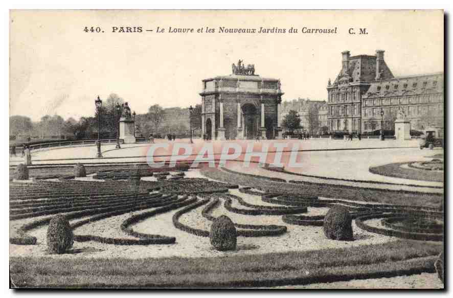 CPA Paris Le Louvre et les Nouveaux Jardins du Carrousel 