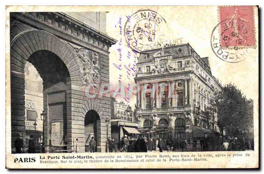 CPA Paris la Porte Saint Martin Construite en 1674 par Pierre Bulet aux frais de la Ville apres la p