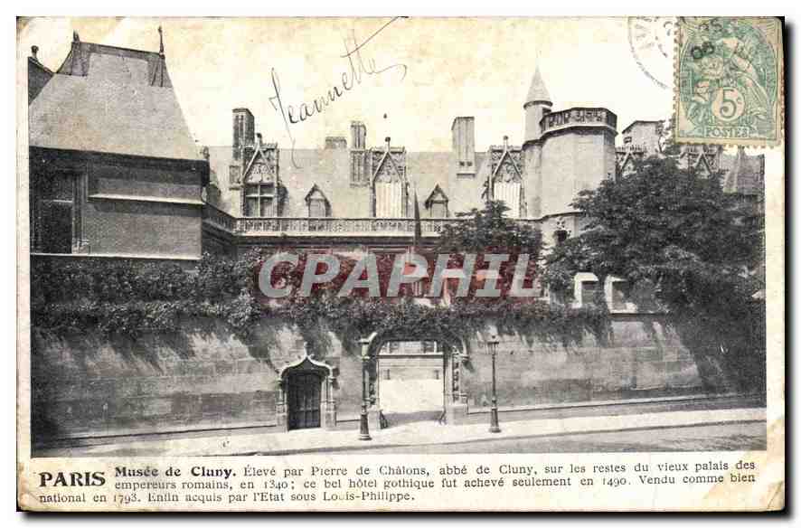 CPA Paris Musee de Cluny Eleve par Pierre de Chalons abbe de Cluny sur les restes du vieux Palais de