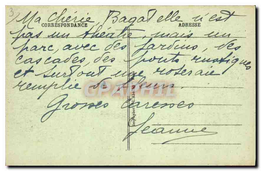 CPA Paris Bois de Boulogne la Roseraie de Bagatelle  — Verso
