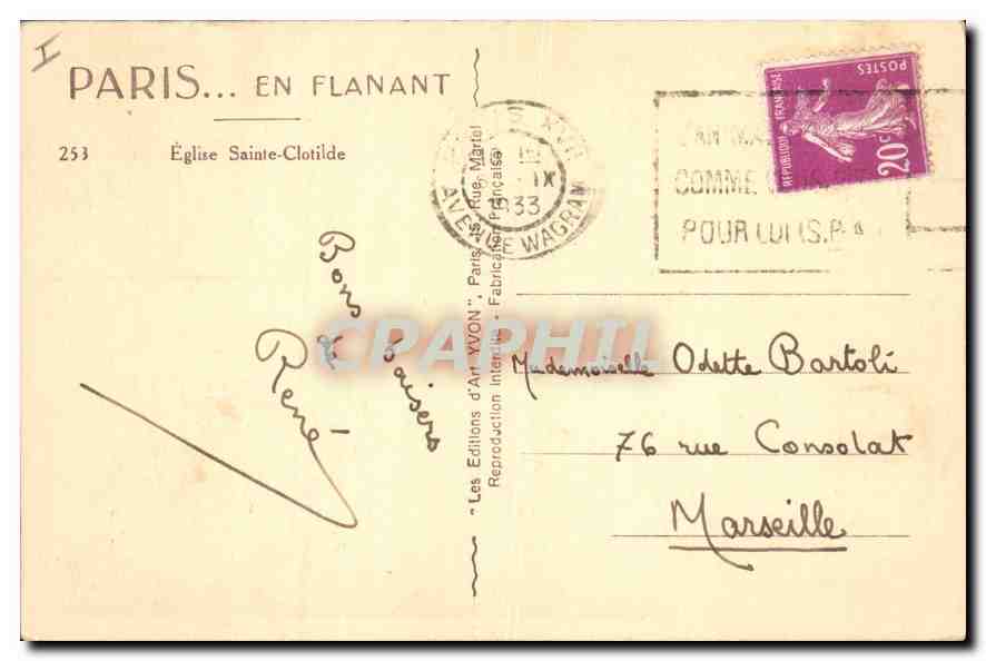 CPA Paris En Flanant Eglise Sainte Clotilde  — Verso