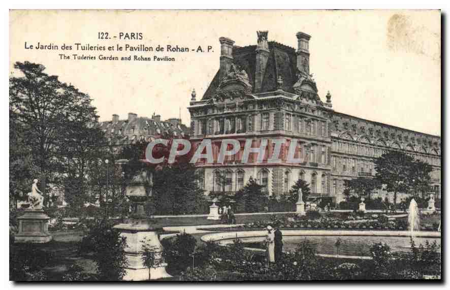 CPA Paris le jardin des Tuileries et le Pavillon de Rohan 
