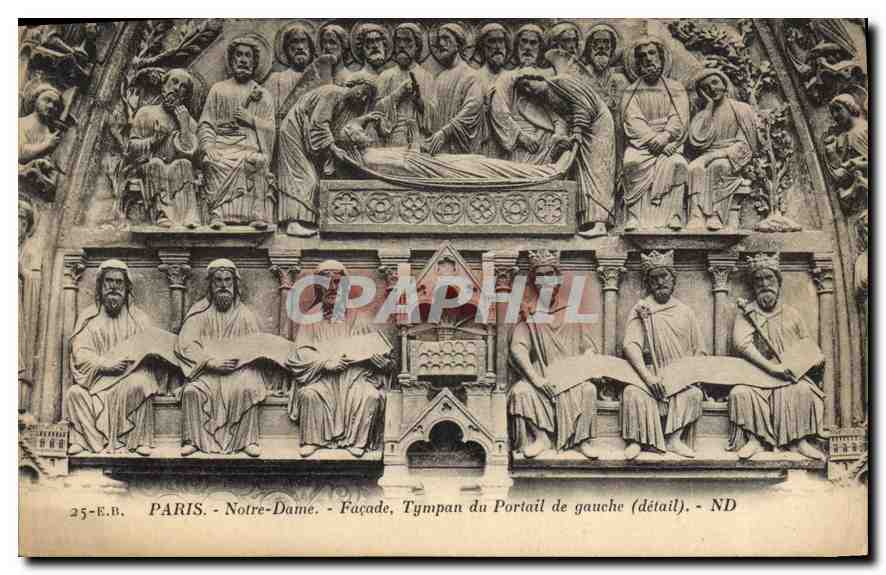 CPA Paris Notre Dame Facade Tympan du Portail de Gauche detail 