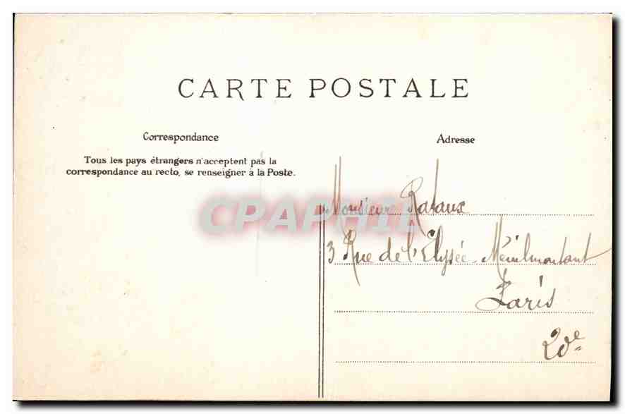 CPA Paris hotel de Ville  — Rückseite
