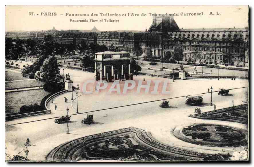 CPA Paris Panorama des Tuileries et l'Arc de Triomphe du Carrousel 