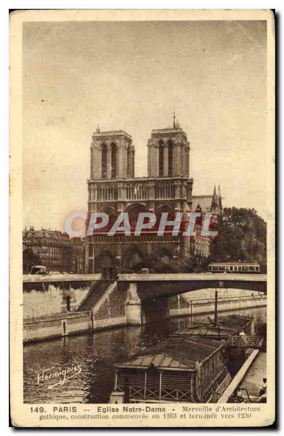 CPA Paris Eglise Notre Dame Merveille d'Architecture gothique construction commencee en 11663 et ter