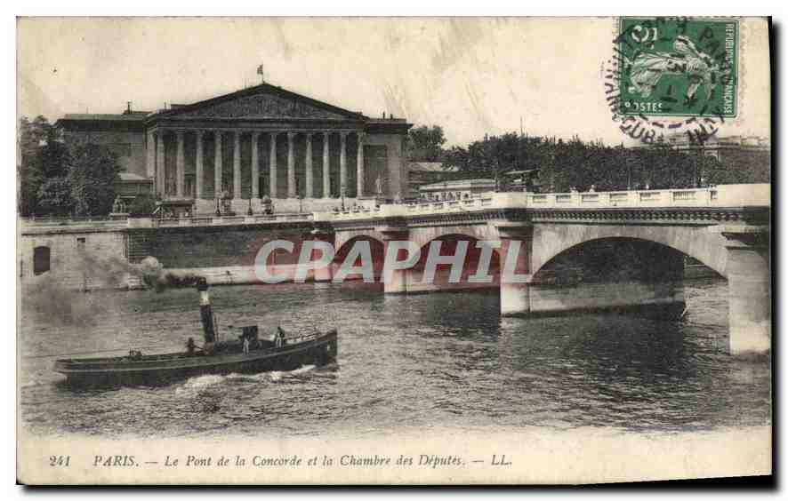 CPA Paris Le Pont de la Concorde et la Chambre des Deputes Bateau