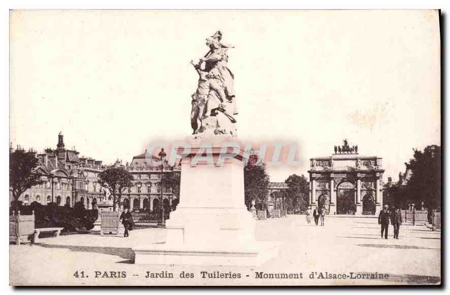 CPA Paris Jardin des Tuileries Monument d'Alsace Lorraine 