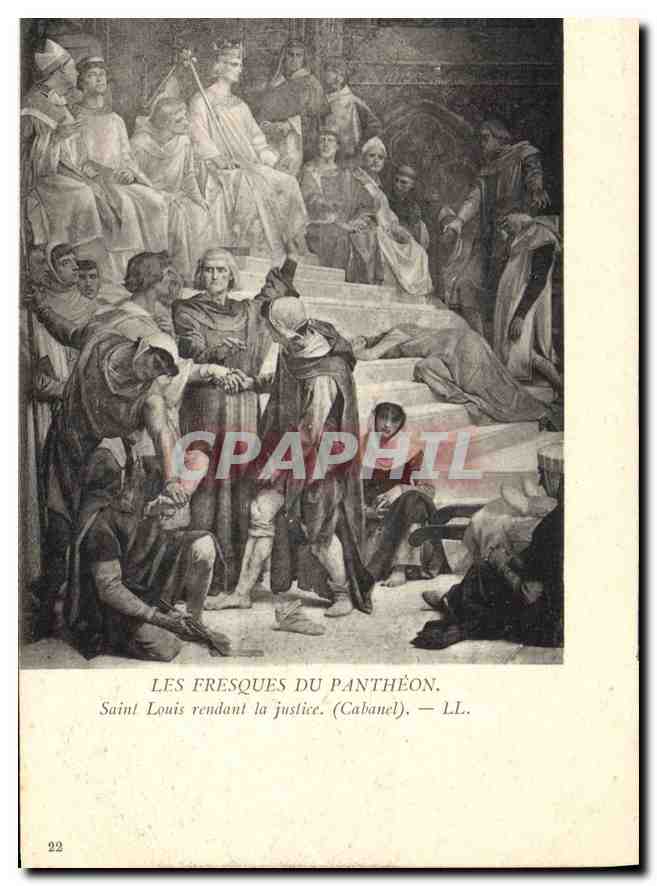 CPA Les Fresques du Pantheon Saint Louis rendant la justice 