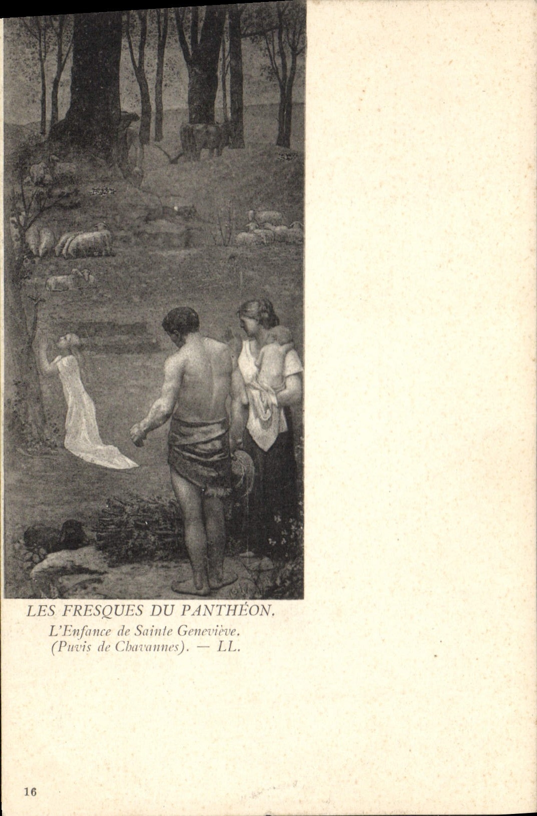 CPA Les Fresques du Pantheon L'Enfance de Sainte Genevieve 