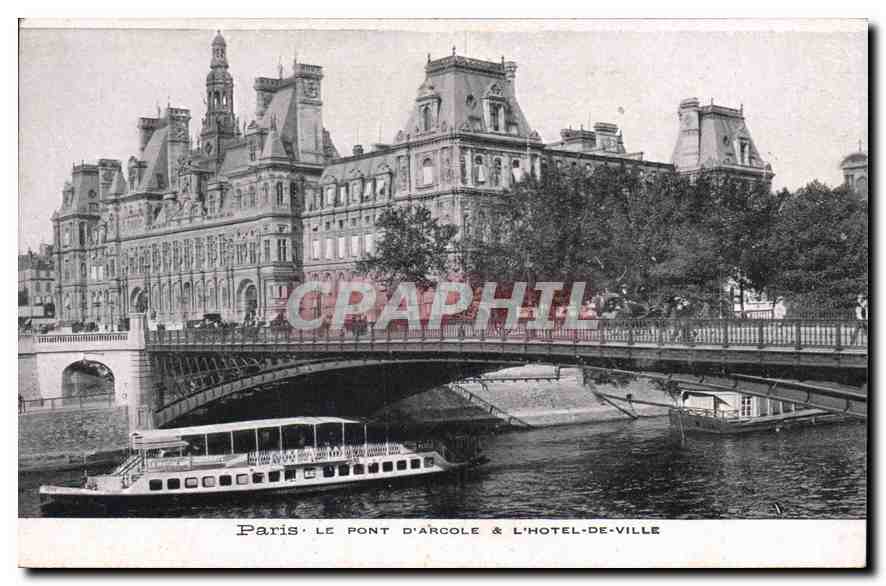 CPA Paris le Pont d'Arcole & L'Hotel de Ville 