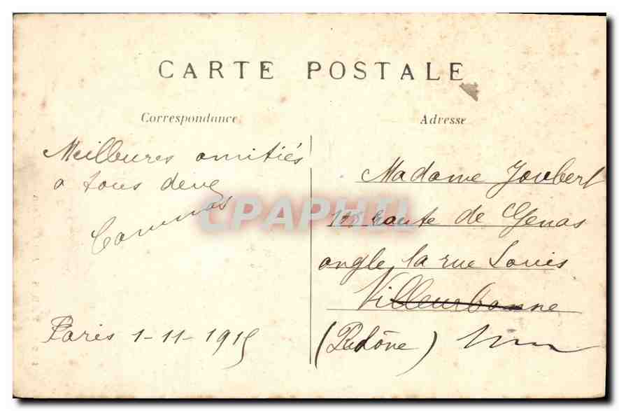CPA Paris Hotel Glisson  — Rückseite