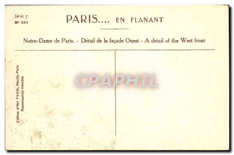 CPA Paris en flanant Notre Dame de Paris Detail de la Facade Ouest  — Verso
