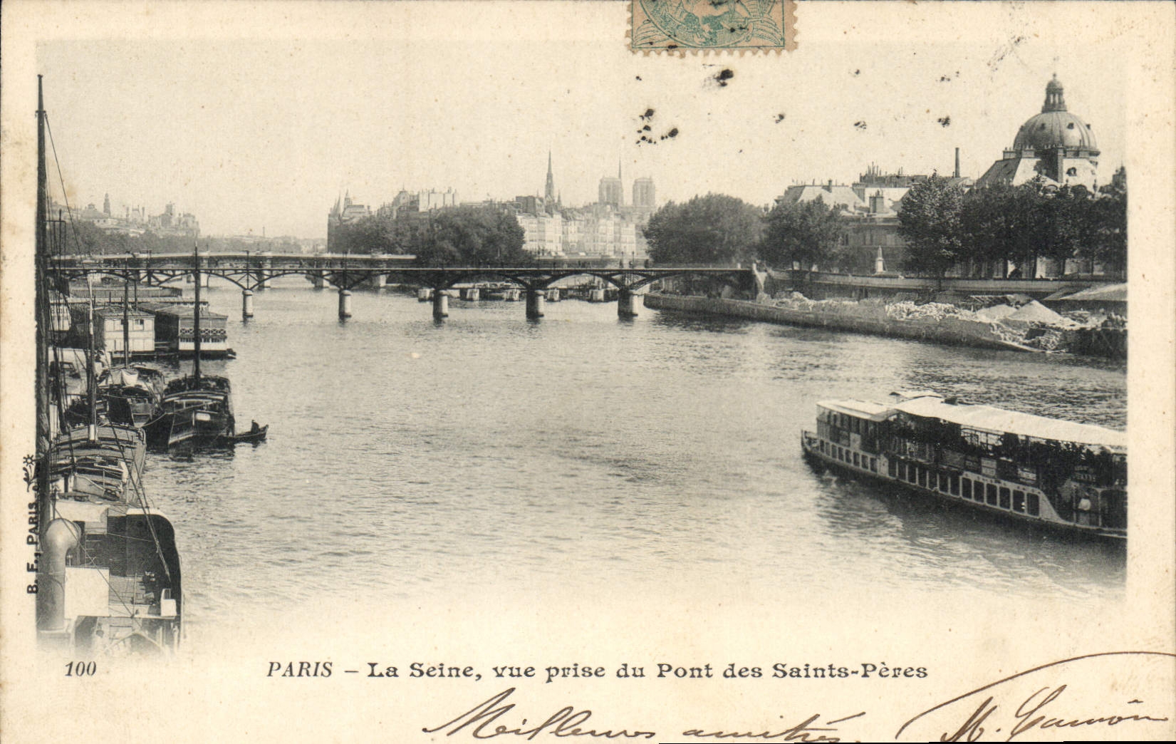 Paris – La Seine, vue prise du Pont des Saints-Pères — B.F. Paris, n°100