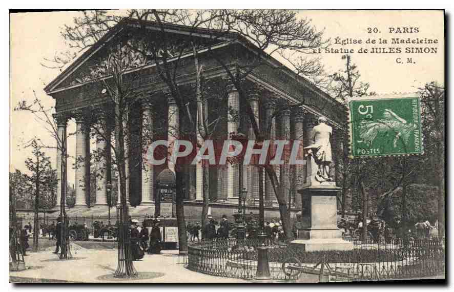 CPA Paris Eglise de la Madeleine et Statue de Jules Simon 