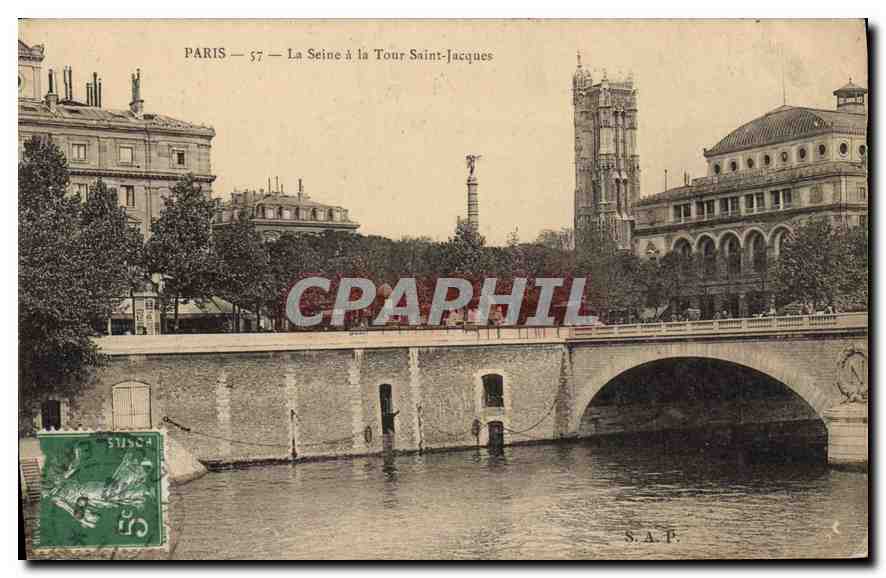 CPA Paris La Seine et la Tour Saint Jacques 