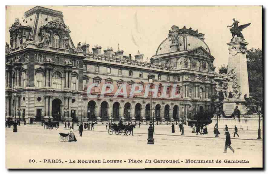CPA Paris Le Nouveau Louvre Place du Carrousel Monument de Gambetta 