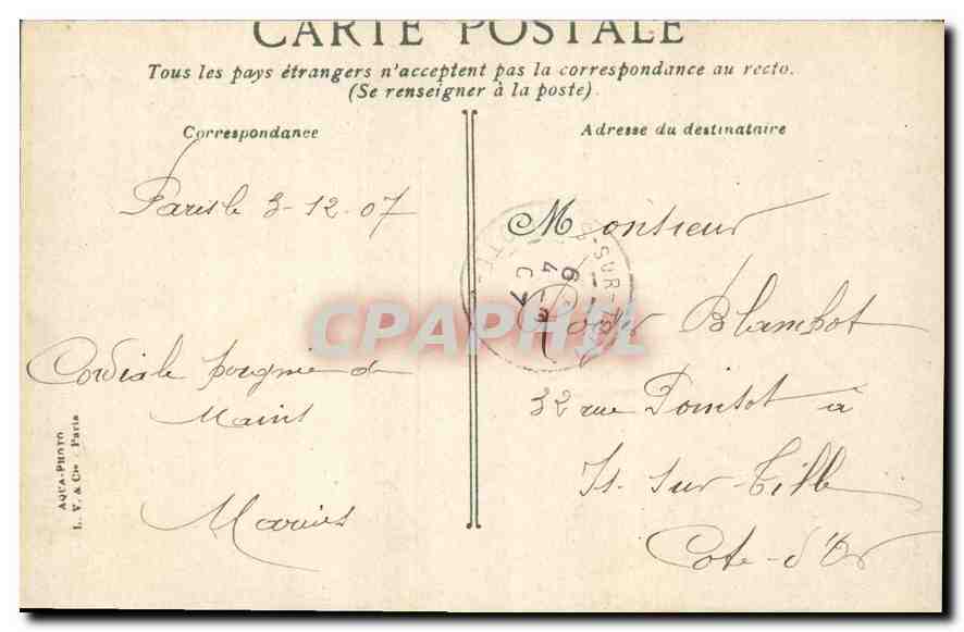CPA Paris Bois de Boulogne Pont des Deux Iles  — Rückseite