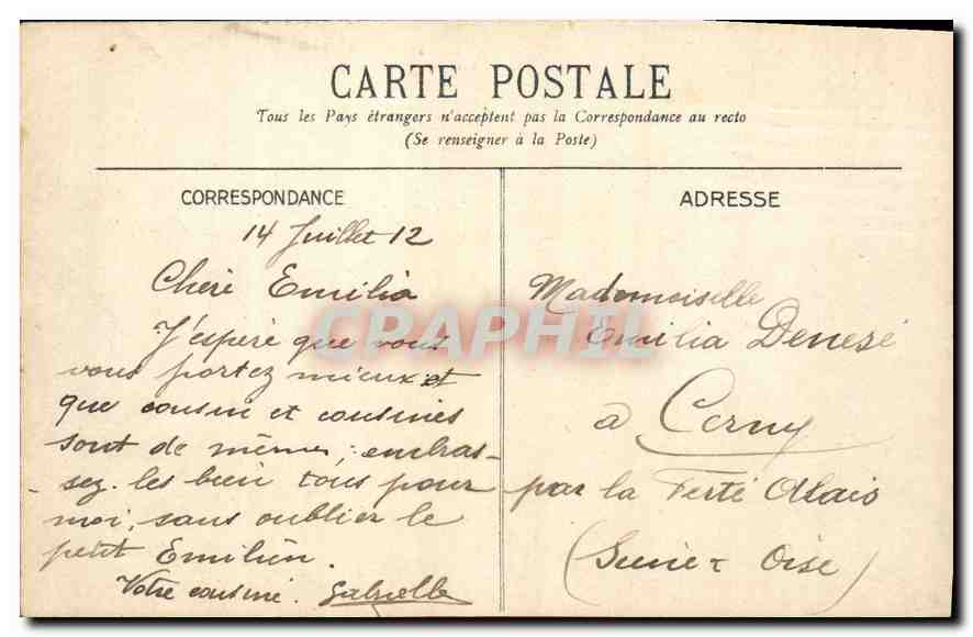 CPA Paris Hotel de Ville  — Rückseite