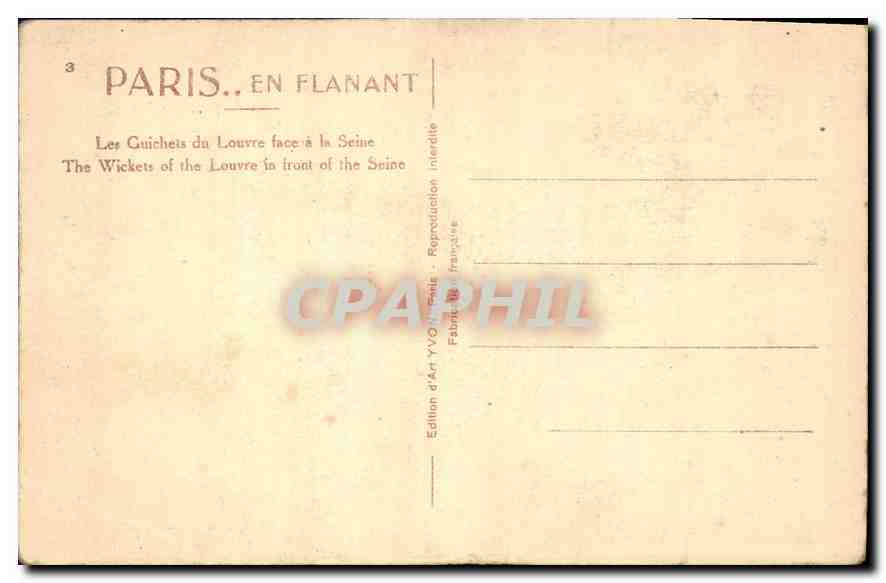 CPA Paris en flanant Les Guichets du Louvre face a la Seine  — Rückseite