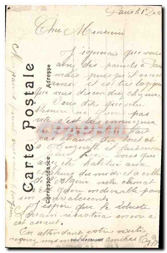 CPA Paris Le Pont de la Concorde et la Chambre des Deputes  — Verso