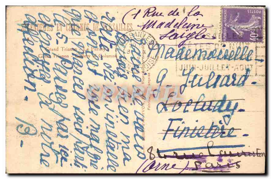 Grand Trianon - Le Peristyyle — Yvon, n° 7 — Verso