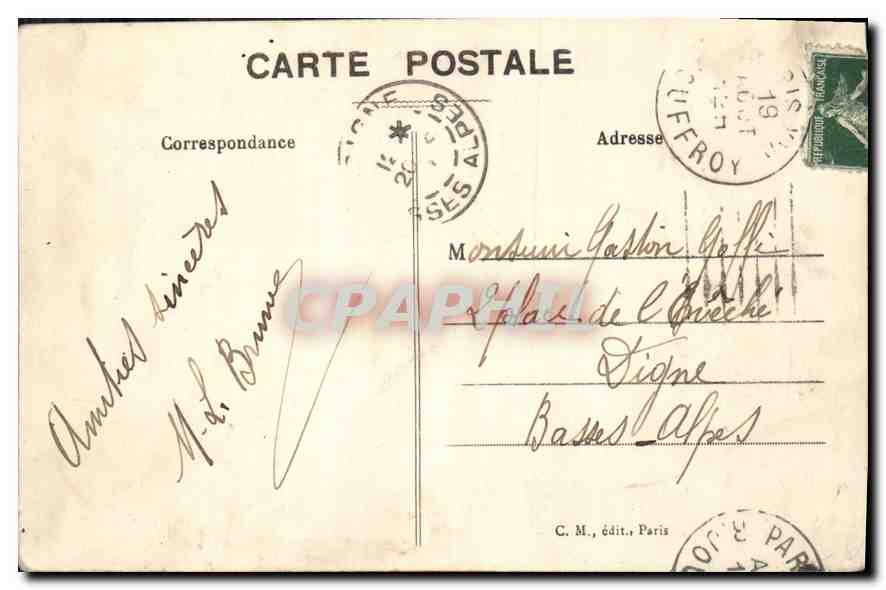 CPA Paris Le Pont de la Concorde et la Chambre des Deputes Avion Aviation Bateau — Rückseite