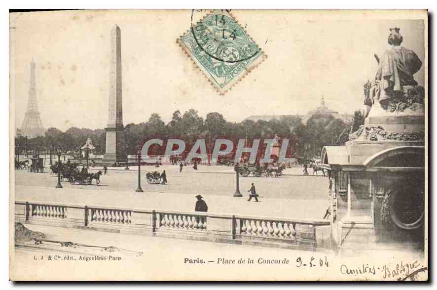 CPA Paris Place de la Concorde Tour Eiffel
