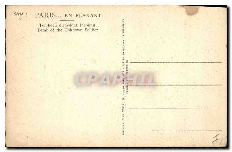 CPA Paris en Flanant Tombeau du Soldat Inconnu  — Rückseite