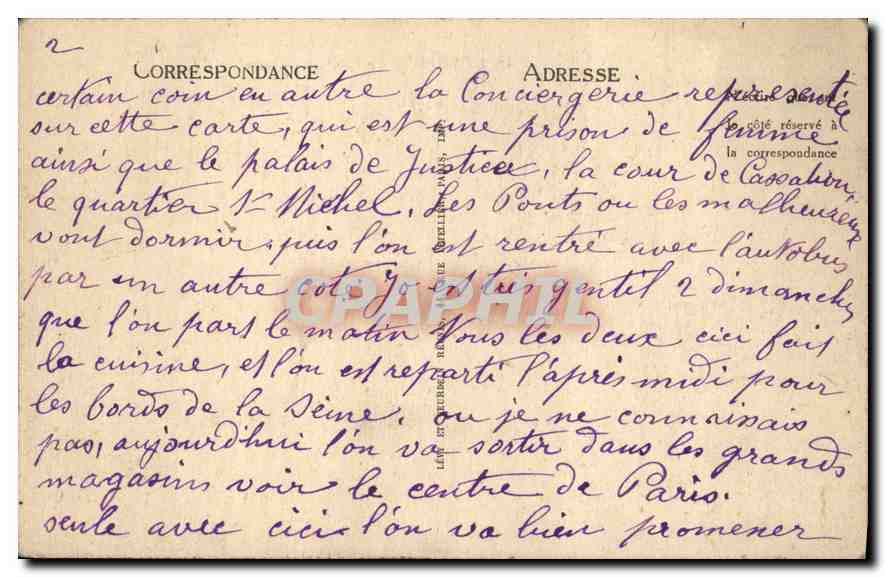 CPA Paris Le Pont au Change  — Verso