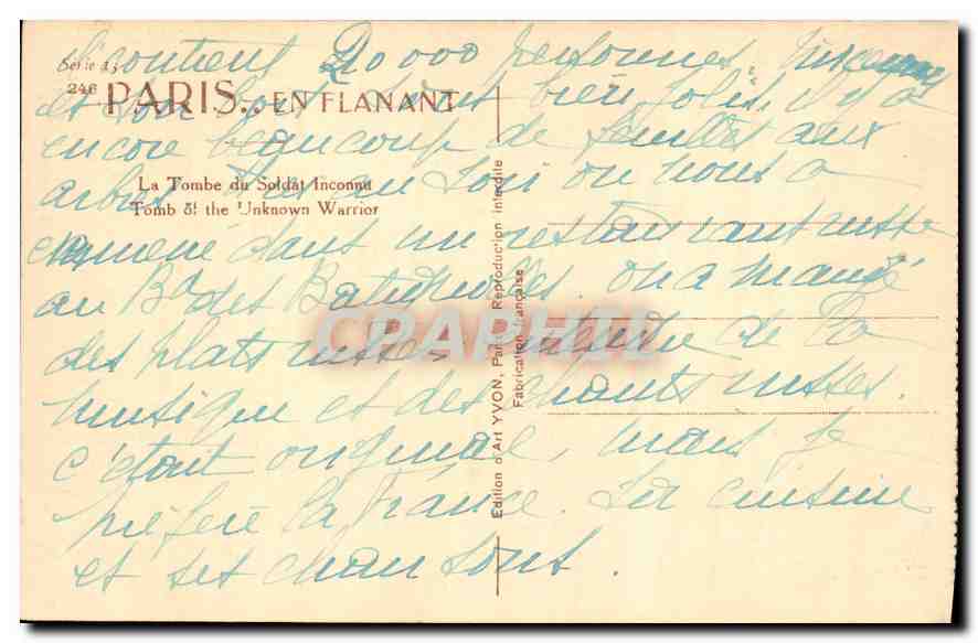 CPA Paris en flanant La Tombe du Soldat Inconnu  — Rückseite