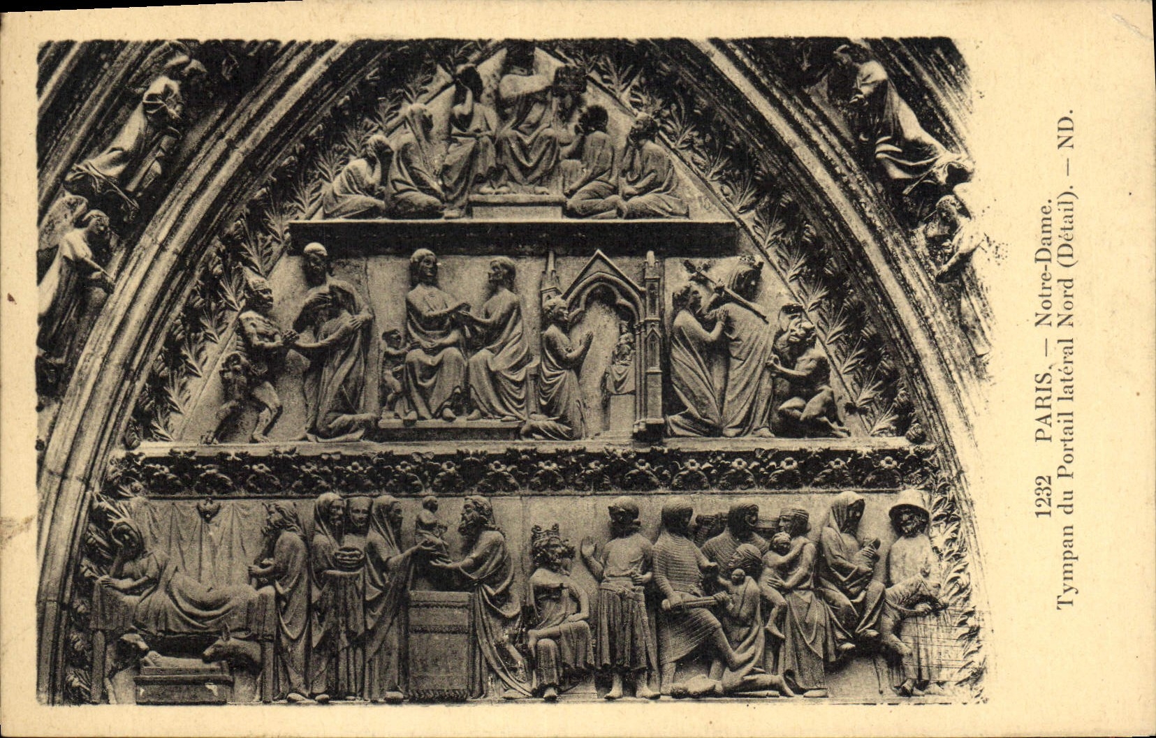 CPA Paris Notre Dame Tympan du Portail Interul Nord Detail 