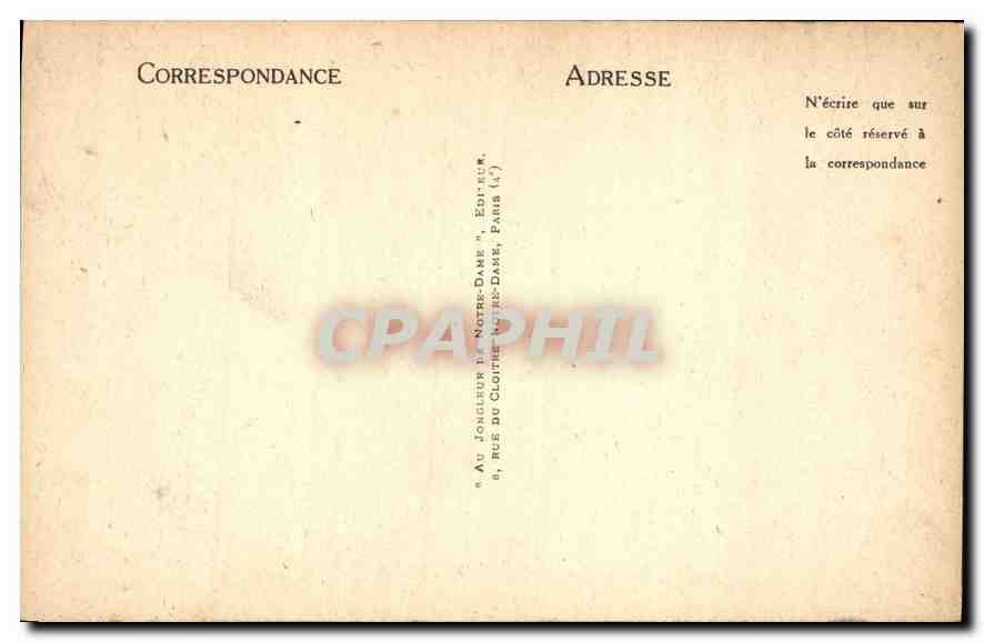 CPA Paris Notre Dame Facade Tympan du Portail Central  — Verso
