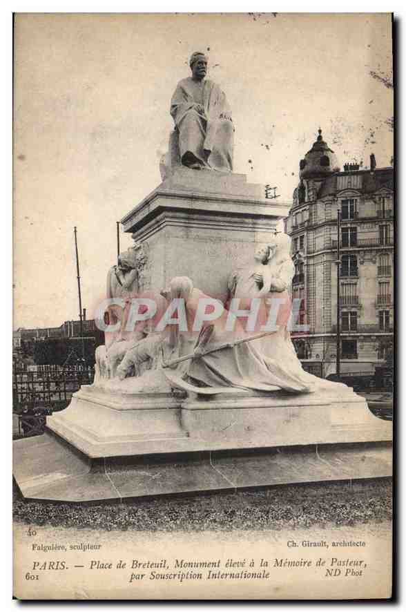 CPA Paris Place de Breteuil Monument eleve a la Memoire de Pasteur 