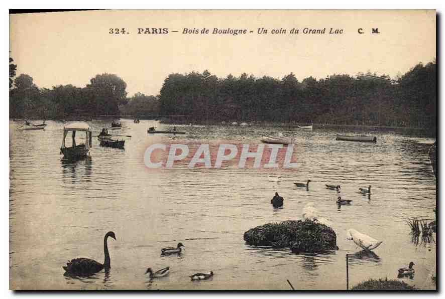 CPA Paris Bois de Boulogne Un coin du Grand Lac 