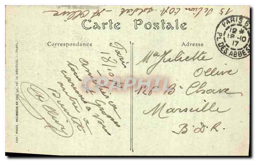 CPA Paris La Colonne de Jullet Place de la Bastille  — Rückseite