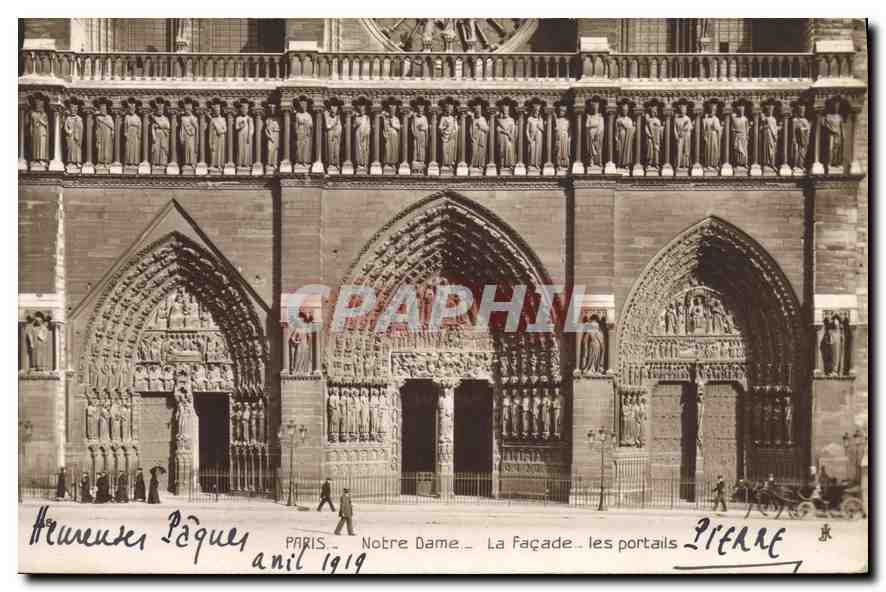 CPA Paris Notre Dame La Facade Les Portails 