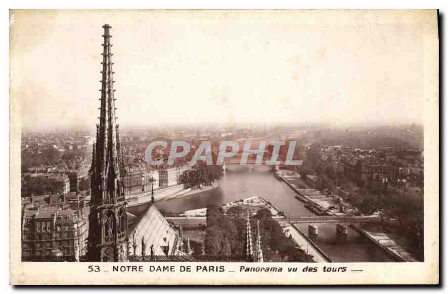 CPA Notre Dame de Paris Panorama vu des tours 