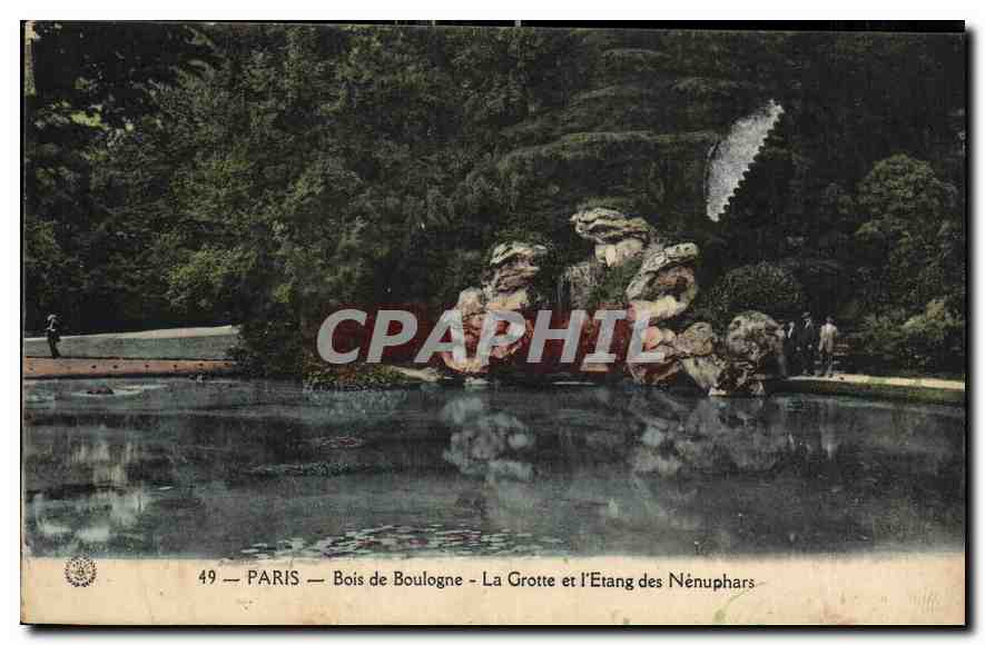 CPA Paris Bois de Boulogne La Grotte et l'Etang des Nenuphars 