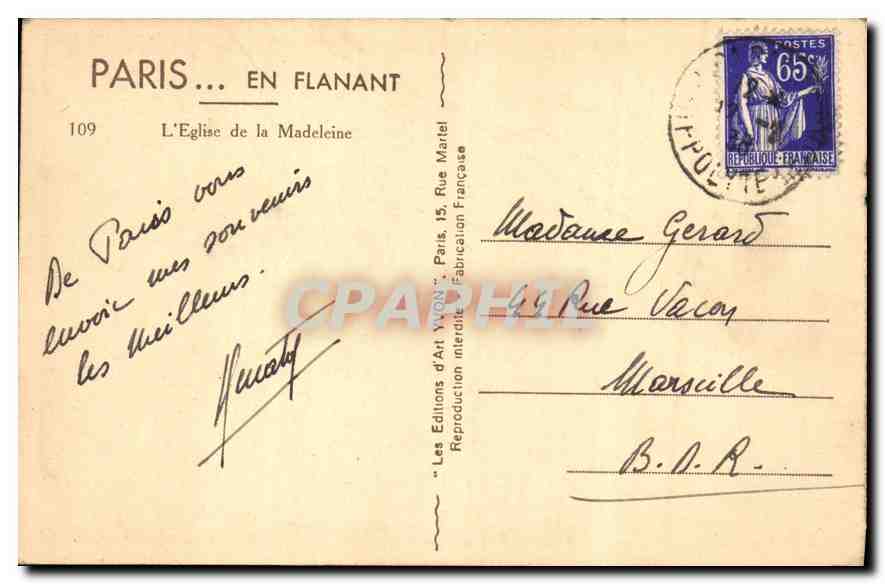 CPA Paris en Flanant l'Eglise de la Madeleine  — Rückseite