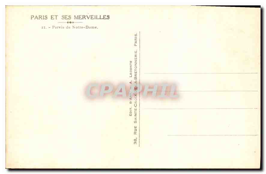 CPA Paris et ses Marveilles Parvis de Notre Dame  — Rückseite