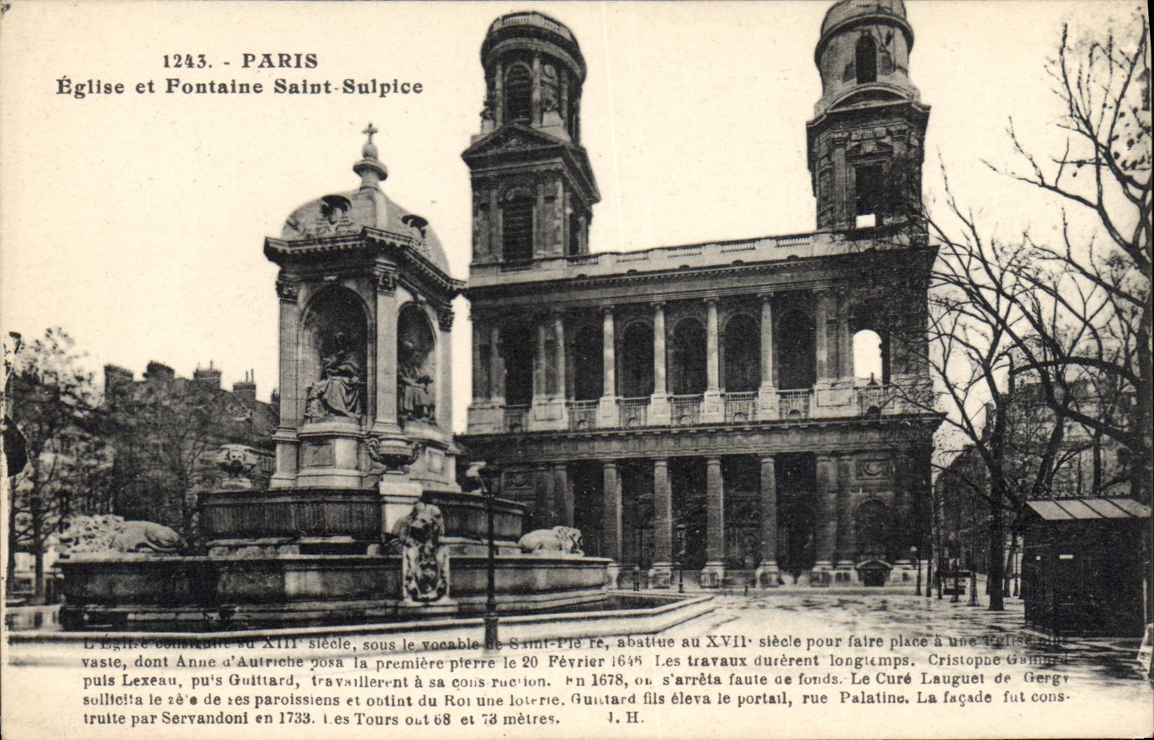 CPA Paris Eglise et Fontaine Saint Sulpice 