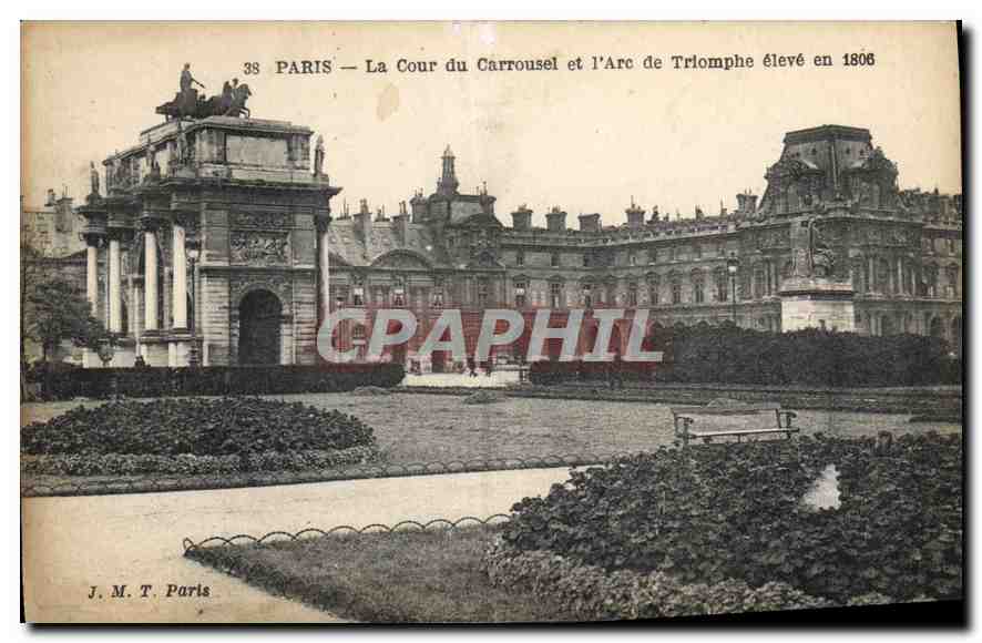 CPA Paris La Cour du Carrousel et l'Arc de Triomphe 