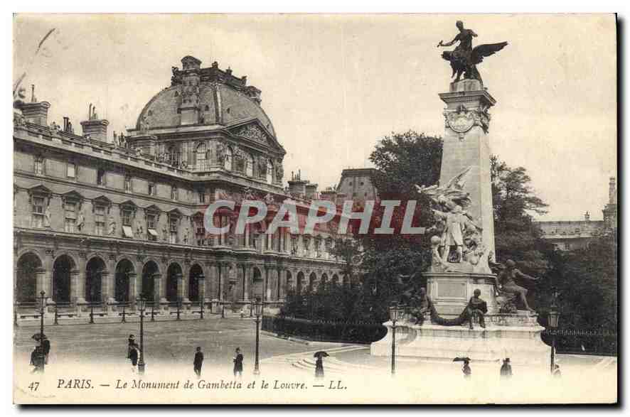 CPA Paris Le Monument de Gambetta et le Louvre 
